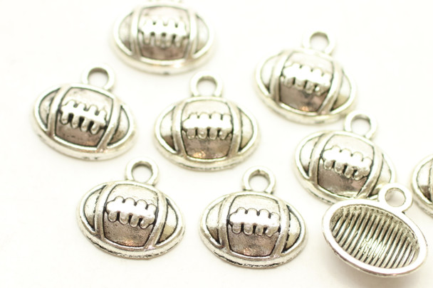 Football, Drop on end, 12x12x3mm, Antique Silver Plated (Metal Alloy), approx 43 per bag