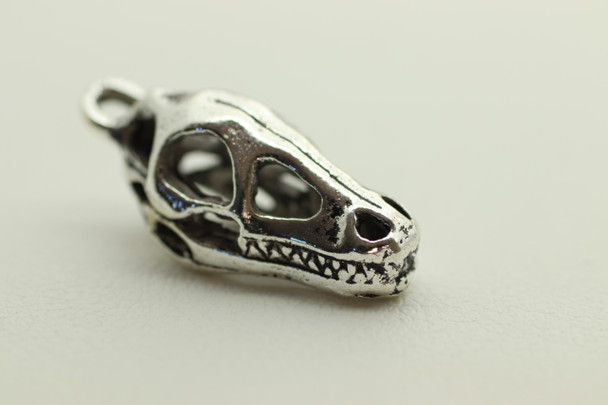 Dog Skull, Double Sided, 23x9x9mm, Antique Silver Plated (Metal Alloy), approx 9 per bag