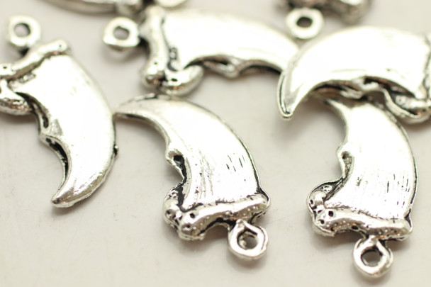 Saber Tooth, Double Sided, 19x9x2mm, Antique Silver Plated (Metal Alloy), approx 28 per bag