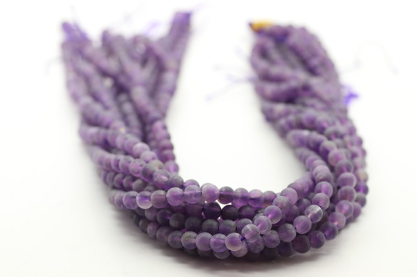 6mm Quartz, Amethyst, Matte, Natural, Smooth Round