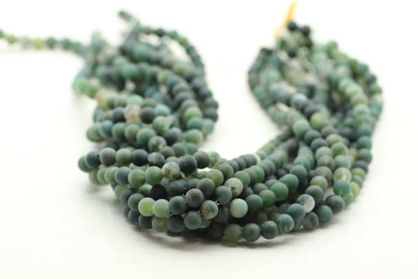 6mm, Moss Agate, Matte, Natural, Smooth Round