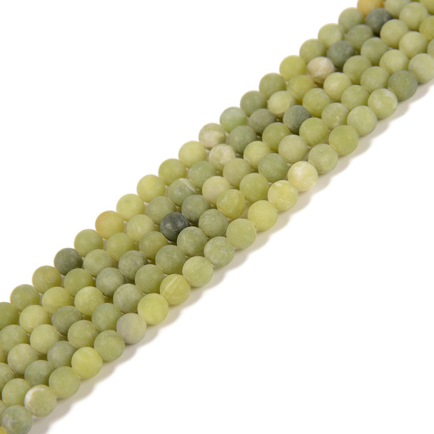 6mm Jade, Green Nephrite, Matte, Smooth Round