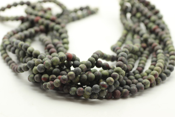 Dragon Blood Jasper, Matte, Natural, Smooth Round, 6mm, One Strand