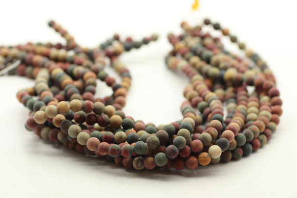 6mm Red Creek Jasper, Matte, Natural, Smooth Round