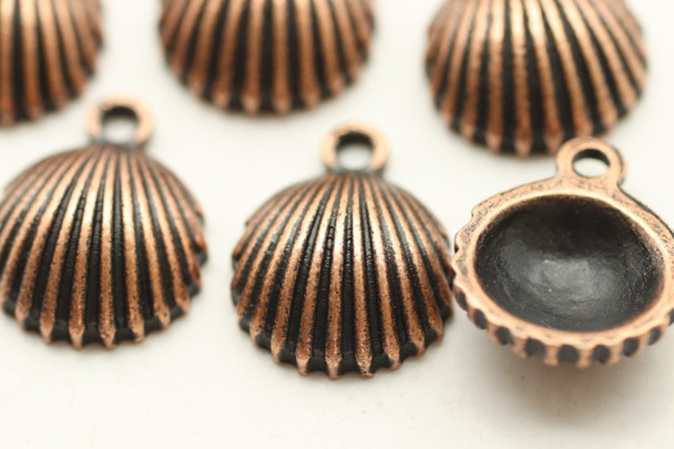 Clam Shell, 14x12x4.5mm, Antique Copper Plated (Metal Alloy), approx 15 per bag