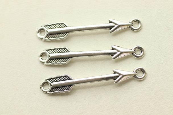 Arrow Link, 37x6x2mm, Antique Silver Plated Metal Alloy, approx. 15 PCS