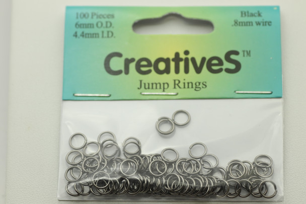 Open Jump Ring, 6mm, 20 Gauge, Black Plated, approx. 100 pc