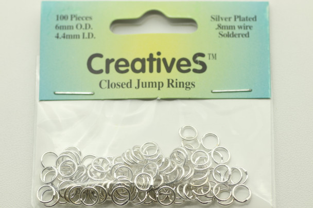 Closed Jump Ring, 6mm, 20 Gauge,  Silver Plated, approx. 100 PCS