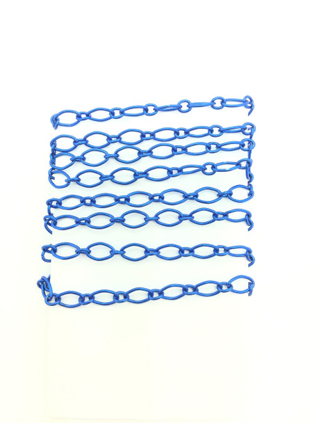 3 Feet of Blue 4x8mm Figaro Chain