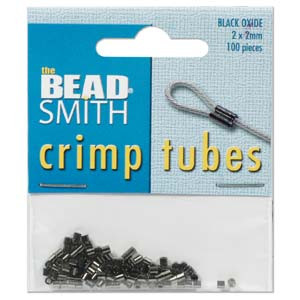 Tube Crimp, 2X2mm, Gun Metal Plated, approx. 100 PCS