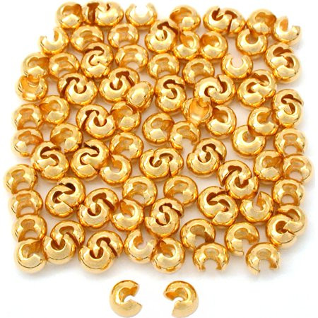 Crimp Bead Cover, 4mm, Gold Plated, approx. 144  PCS