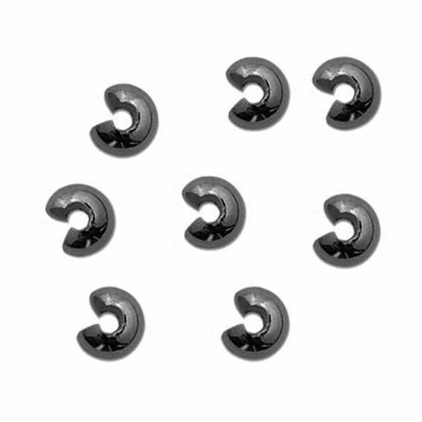 Crimp Bead Cover, 4mm,  Black Plated, approx. 144 PCS