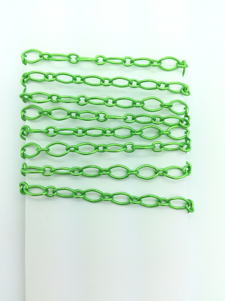 3 Feet of Lime Green 4X8mm Figaro Chain