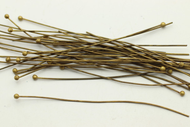 Ball Headpin, 2.75", 22 Gauge, Antique Bronze Plated, approx. 30 PCS