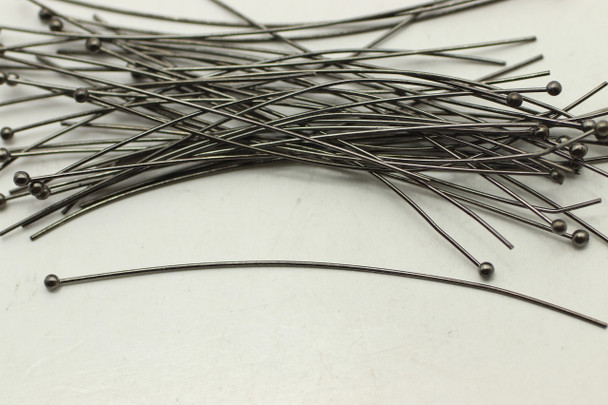 Ball Headpin, 2.75",  22 Gauge,  Black Plated Brass, approx. 30 PCS