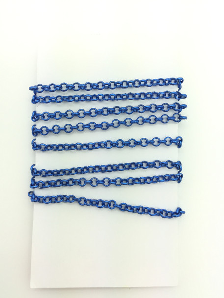 3 Feet of Blue 3mm Rolo Chain