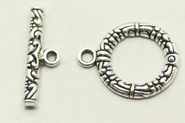 Toggle, 15.5x12x2mm, bar is 20.5mm, Antique Silver Plated Metal Alloy, 10 sets