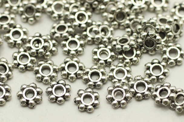 Daisy Spacer, 5x1.5mm, Antique Silver Plated (Metal Alloy), approx 195