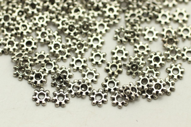 Daisy Spacer, 3.5x1mm, Antique Silver Plated (Metal Alloy), approx 230