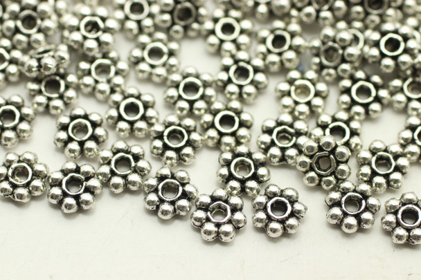 Daisy Spacer, 5.5x1.5mm, Antique Silver Plated (Metal Alloy), approx 150