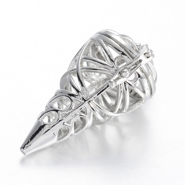 Cage, Cone, Filigree, Silver Plated Metal Alloy, Pendant 37x20mm