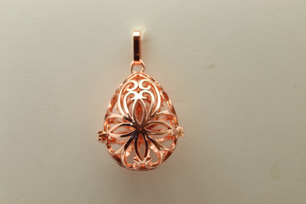 Cage, Egg, Filigree, Rose Gold Plated Metal Alloy, Pendant 33mm