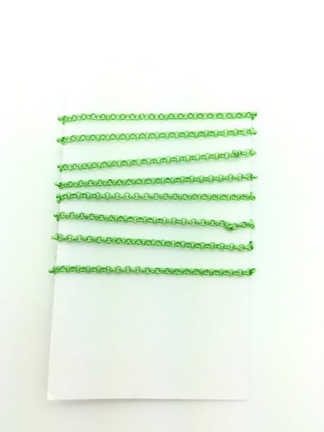 3 Feet of Lime Green 2mm Rolo Chain