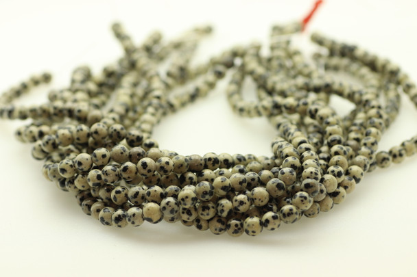 Dalmatian Stone "Jasper", Natural, Smooth Round, 6mm, One Strand