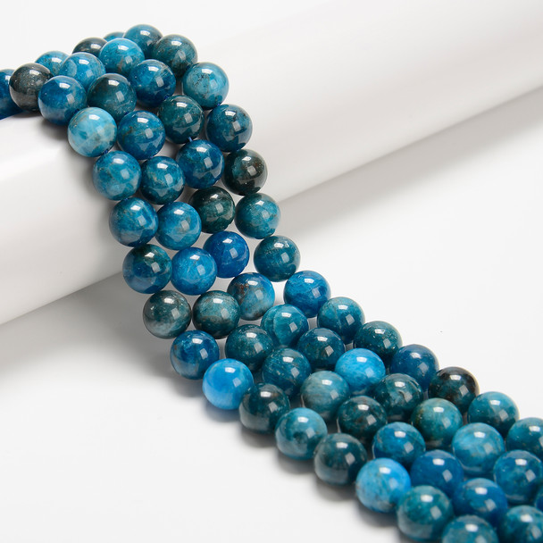 Apatite, Neon, Natural, Smooth Round, One 10mm Strand.