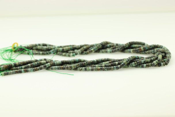 African Turquoise Jasper, Dyed, Heishi, 4x2mm, One Strand