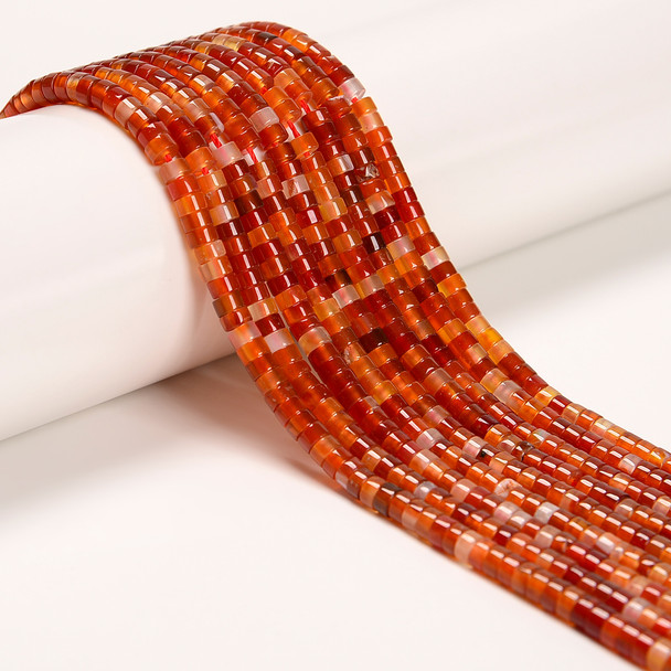 Carnelian Agate, Mix, Heated, Heishi, One 4x2mm Strand