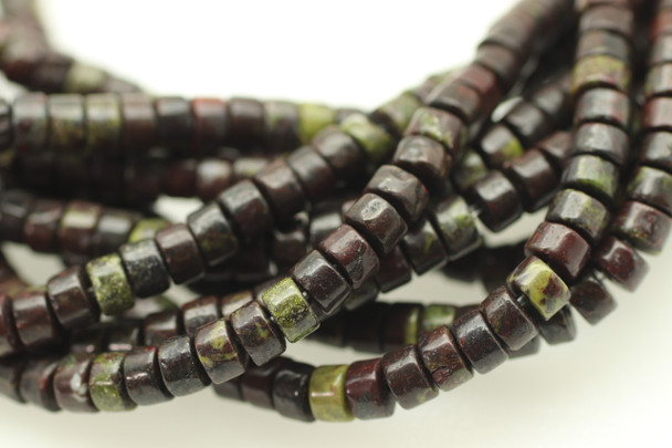 Dragon Blood Jasper, Natural, Heishi, 4x2mm, One Strand