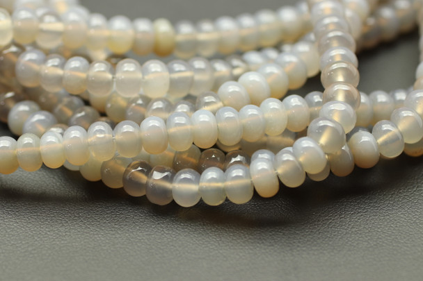 6x4mm, Grey Agate, Natural, Smooth Rondelle