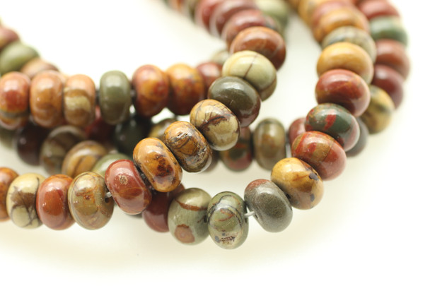 8x5mm, Red Creek Jasper, Natural, Smooth Rondelle