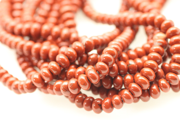 6x4mm, Red Jasper, Natural, Smooth Rondelle