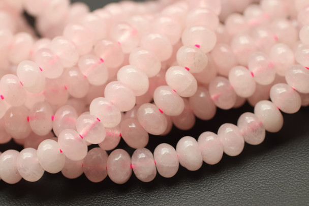 Rose Quartz, Enhanced, Smooth Rondelle, 6x4mm