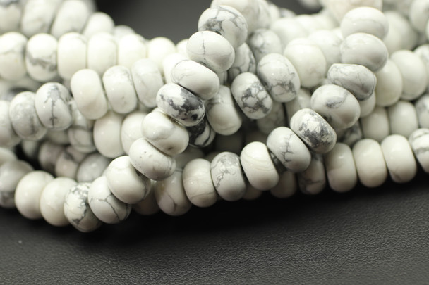 Howlite, Smooth Rondelle, 8x5mm