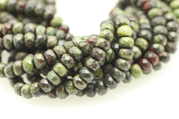 Dragon Blood, Jasper, Natural, Faceted Rondelle, 6x4mm, One Strand