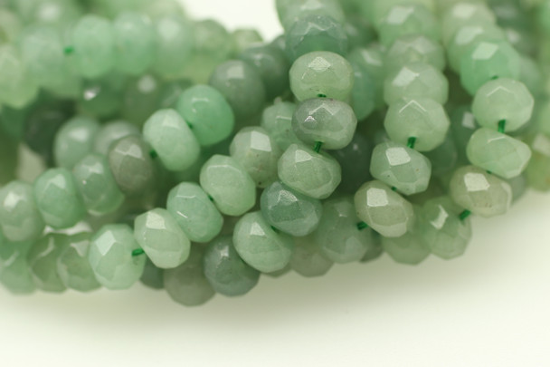 Aventurine, Green, Quartz, Natural, Faceted Rondelle, 8x5mm, One Strand