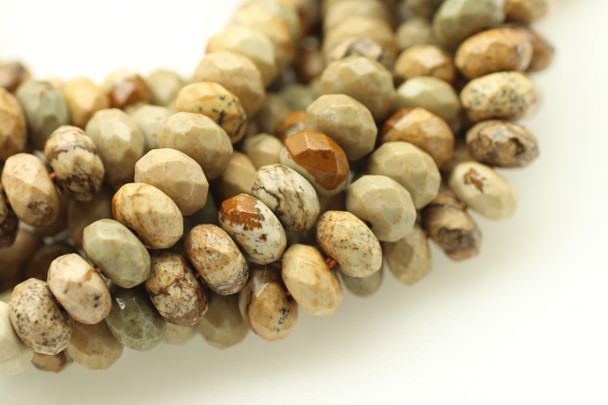 Picture Jasper, Natural, Faceted Rondelle, 8x5mm, One Strand