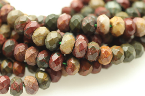 Red Creek, Jasper, Natural, Faceted Rondelle, 8x5mm, One Strand