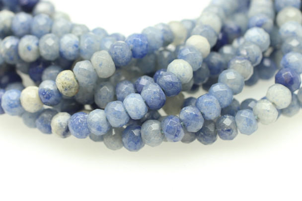 Aventurine, Blue, Quartz, Natural, Faceted Rondelle, 6x4mm, One Strand
