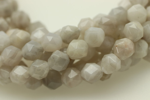 Agate, White Lace, Natural, Faceted Diamond Shape, 8mm, One Strand