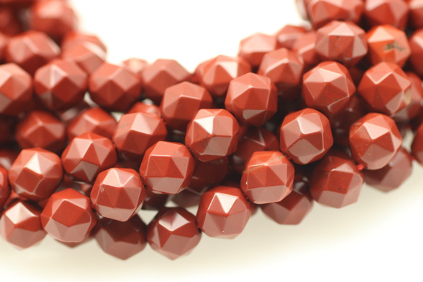 Red Jasper, Natural, Faceted Diamond Shape, 8mm, One Strand