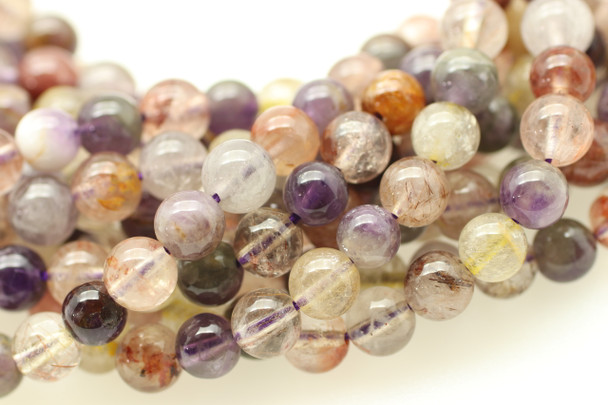 Rutilated Quartz, Mix, Natural. Smooth Round, 6mm