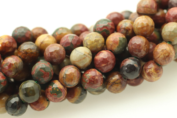 Red Creek Jasper, Natural, Faceted Round, 8mm