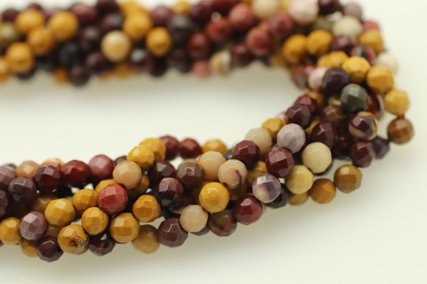 Mookaite Jasper, Natural, Faceted Round, 4mm Strand