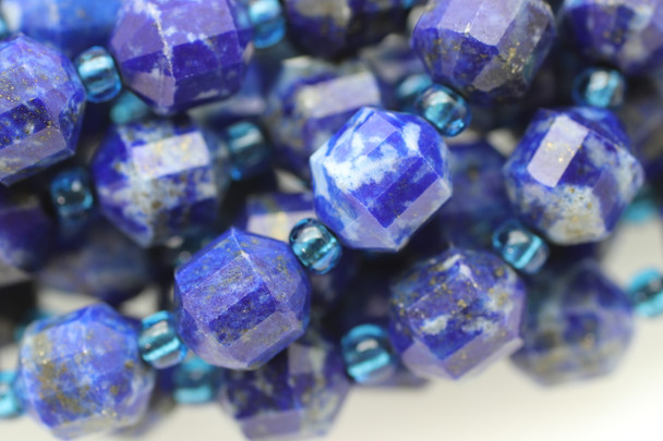 Lapis, Natural, Faceted Off Round, 8mm, One Strand