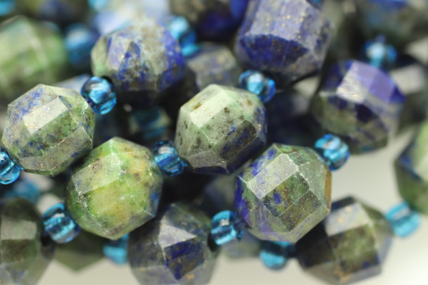 Chrysocolla, Chinese, Dyed, Faceted Off Round, 8mm, One Strand