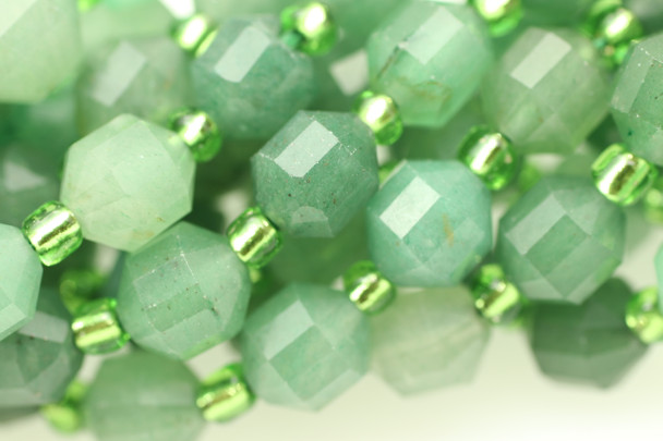Aventurine, Green, Quartz, Natural, Faceted Off Round, 6mm, One Strand